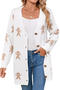 christmas casual slight stretch jacquard v-neck single-breasted sweater_Black_White
