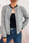 casual slight stretch pearl button decor all-match knitted cardigan_Gray