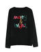 christmas stylish slight stretch letter jacquard 4 colors all-match sweater_Black