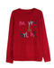 christmas stylish slight stretch letter jacquard 4 colors all-match sweater_Black_White_Red