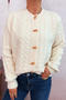 casual slight stretch 9 colors solid color all-match knitted cardigan_Black_White