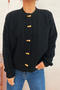 casual slight stretch 9 colors solid color all-match knitted cardigan_Black