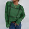 casual retro slight stretch knitted 4 colors loose all-match sweater_Black_Red_Green