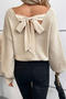 stylish slight stretch knitted v-neck backless bow loose sweater_Black_Dark Blue_Khaki