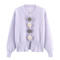 casual slight stretch ribbed knit flower pearl decor crew neck sweaters_White_Pink_Sky Blue_Light Purple
