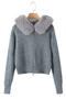 casual slight stretch ribbed knit fuzzy hooded sweaters_Black_Gray