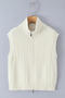casual slight stretch ribbed knit stand collar zip-up sweaters_Black_Gray_Beige