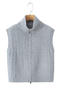 casual slight stretch ribbed knit stand collar zip-up sweaters_Black_Gray