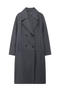 casual non-stretch tweed solid color lapel long jacket_Black_White_Dark Gray