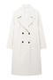 casual non-stretch tweed solid color lapel long jacket_Black_White
