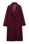 casual non-stretch tweed solid color lapel long jacket_Black_White_Dark Gray_Rose Red
