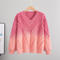 casual slight stretch contrast color jacquard all-match knitted sweater_Pink