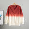 casual slight stretch contrast color jacquard all-match knitted sweater_Pink_Red