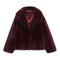 casual non-stretch solid color lapel plush jacket_Black_White_Rose Red