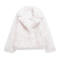 casual non-stretch solid color lapel plush jacket_Black_White