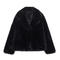 casual non-stretch solid color lapel plush jacket_Black
