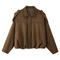 casual non-stretch 6 colors lapel solid color short jacket_White_Rose Red_Dark Green_Khaki _Brown