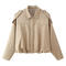 casual non-stretch 6 colors lapel solid color short jacket_White_Rose Red_Dark Green_Khaki