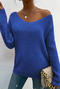 stylish slight stretch knitted lace stitching backless all-match sweater_Black_Gray_Blue