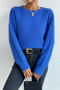 casual slight stretch knitted 5 colors long sleeve all-match sweater_Gray_Magenta_Green_Blue