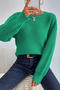 casual slight stretch knitted 5 colors long sleeve all-match sweater_Gray_Magenta_Green