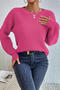 casual slight stretch knitted 5 colors long sleeve all-match sweater_Gray_Magenta