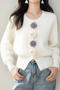 casual slight stretch crew neck flower decor sweaters_Pink_Sky Blue_Light Purple_Beige