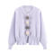 casual slight stretch crew neck flower decor sweaters_Pink_Sky Blue_Light Purple