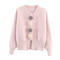 casual slight stretch crew neck flower decor sweaters_Pink