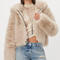 stylish non-stretch solid color all-match hooded warm fur outerwear_Black_Beige
