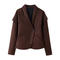 stylish slight stretch suede one button all-match blazer(size run small)_Khaki _Brown