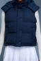 stylish non-stretch pure colour hooded puffer vest outerwear_Black_Dark Blue
