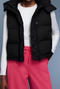 stylish non-stretch pure colour hooded puffer vest outerwear_Black