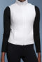 stylish non-stretch pure colour stand collar zip-up thin puffer vest outerwear_Black_White