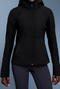 stylish non-stretch pure colour hooded warm fake two-piece outerwear_Black
