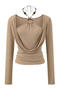 exquisite slight stretch beaded halter-neck shirring top(size run small)_Black_White_Purple_Khaki 