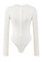 casual slight stretch crew neck button bodysuit(size run small)_Black_White