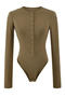 casual slight stretch crew neck button bodysuit(size run small)_Black_White_Gray_Dark Gray_Dark Green