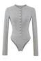 casual slight stretch crew neck button bodysuit(size run small)_Black_White_Gray