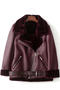casual non-stretch 3 colors lapel zip-up jacket_Black_Rose Red