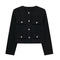 casual non-stretch 14 colors solid color crew neck jacket_Black