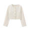 casual non-stretch solid color single-breasted jacquard crop outerwear_Black_White
