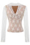 sexy slight stretch lace v-neck 5 colors top(size run small)_Black_White