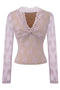 sexy slight stretch lace v-neck 5 colors top(size run small)_Black_White_Light Purple
