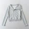 casual non-stretch solid color lapel zip-up jacket(size run small)_Black_Gray