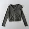 casual non-stretch solid color lapel zip-up jacket(size run small)_Black_Gray_Dark Gray