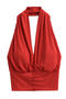 exquisite stretch solid color halter-neck padded tank top(size run small)_Black_Gray_Red