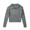 casual slight stretch 4 colors lapel zip-up sweaters(size run small)_Black_White_Gray