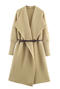 casual slight stretch solid color lapel with belt sweaters_Black_Gray_Yellow