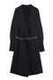 casual slight stretch solid color lapel with belt sweaters_Black